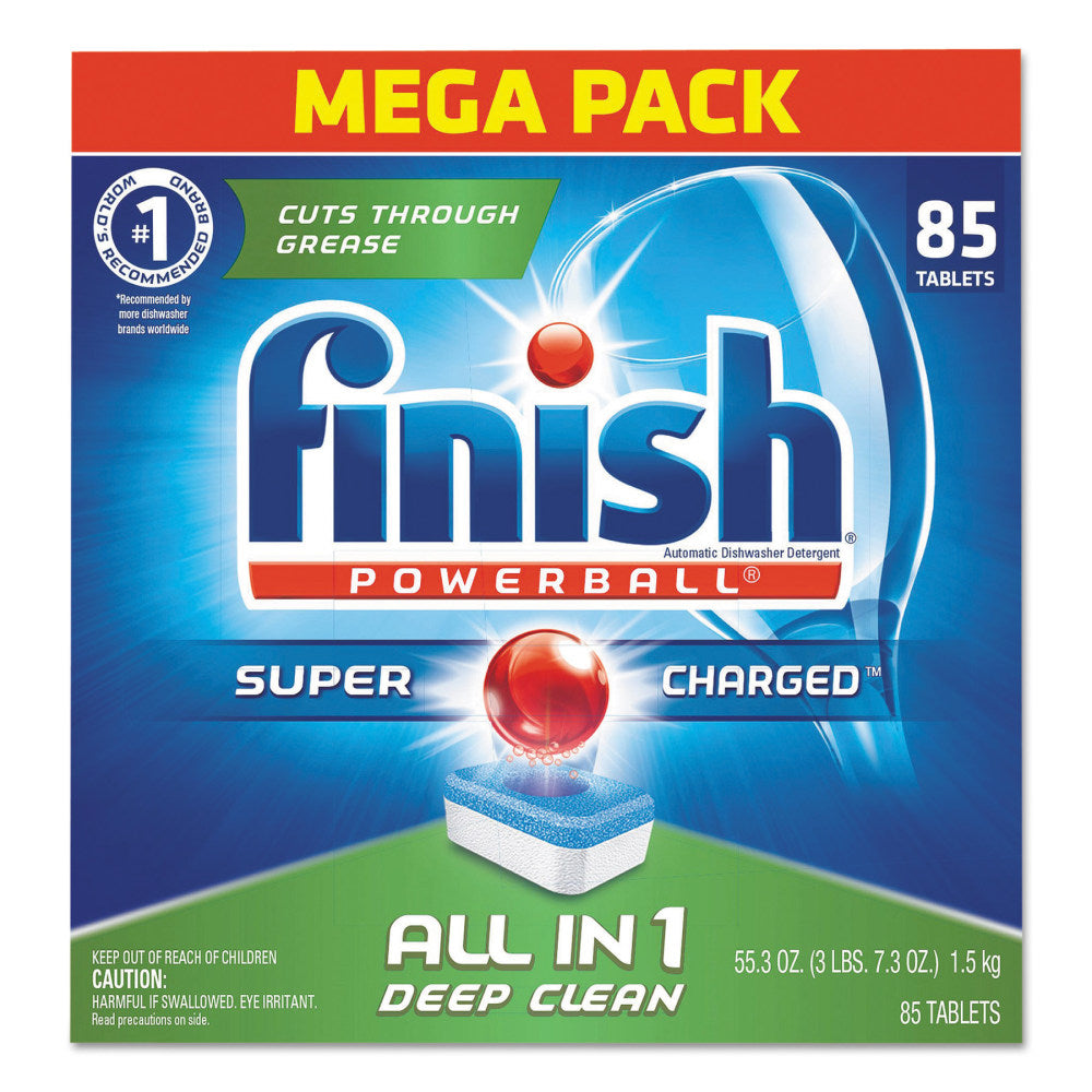 Finish Powerball Dishwasher Tabs, Fresh Scent, 85 Tabs Per Box, Case Of 4 Boxes