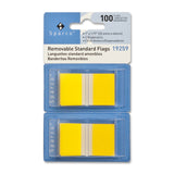 Sparco Removable Standard Flags In Pop-Up Dispenser, 1 3/4in x 1in, Yellow, Pack Of 100