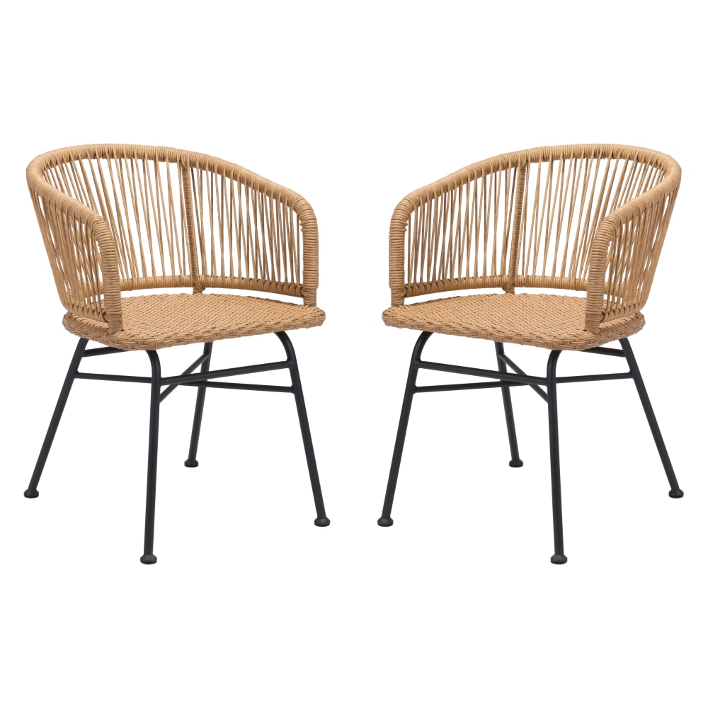 Zuo Modern Zaragoza Dining Chairs, Natural/Black, Set Of 2 Chairs