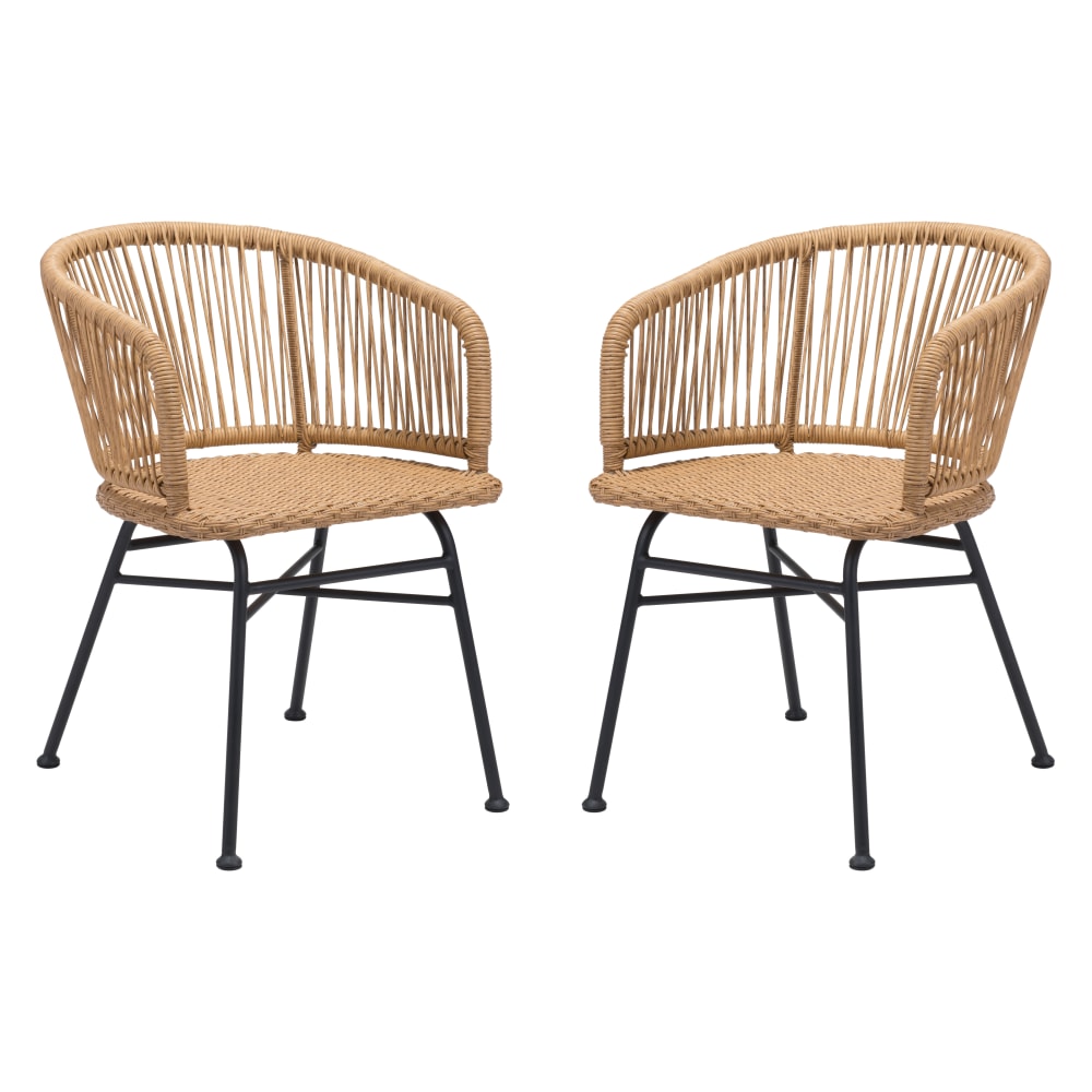 Zuo Modern Zaragoza Dining Chairs, Natural/Black, Set Of 2 Chairs