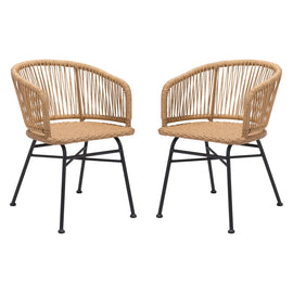 Zuo Modern Zaragoza Dining Chairs, Natural/Black, Set Of 2 Chairs