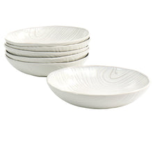 Load image into Gallery viewer, Martha Stewart Wood-Pattern Stoneware 6-Piece Dinner Bowl Set, 8-7/8in, Off White