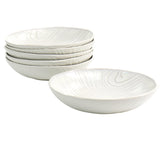 Martha Stewart Wood-Pattern Stoneware 6-Piece Dinner Bowl Set, 8-7/8in, Off White
