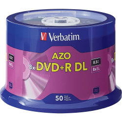 Verbatim DVD+R DL Branded Surface Spindle, 8.5GB, Pack Of 50