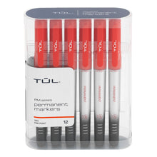 Load image into Gallery viewer, TUL Permanent Markers, Fine Point, Silver Barrel, Red Ink, Pack Of 12 Markers