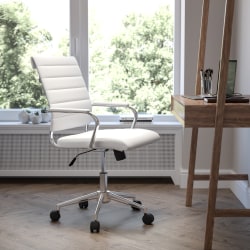 Flash Furniture LeatherSoft Faux Leather Mid-Back Executive Swivel Office Chair, White