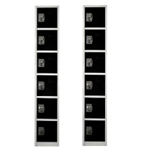 Load image into Gallery viewer, Alpine 6-Tier Steel Lockers, 72inH x 12inW x 12inD, Black, Pack Of 2 Lockers