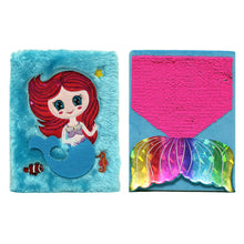 Load image into Gallery viewer, Inkology Plush Journals, A5 Size, Wide Ruled, 256 Pages (128 Sheets), Mermaid, Pack Of 6 Journals