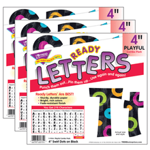 Load image into Gallery viewer, Trend Ready Letters, 4in, Swirl Dots/Black, 216 Letters Per Pack, Set Of 3 Packs