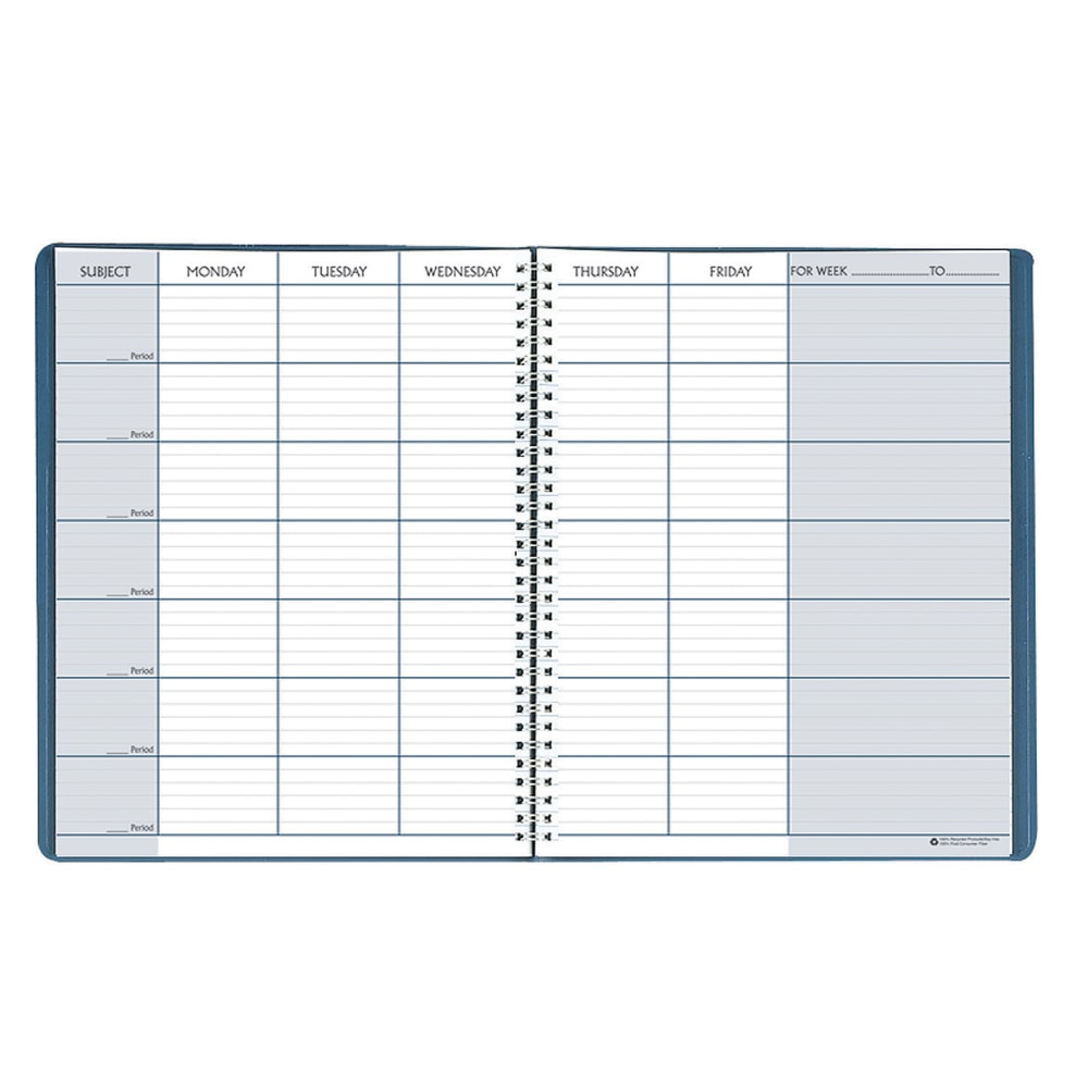 House of Doolittle 40-Week Teachers Planners, 8 1/2in x 11in, 100% Recycled, FSC Certified, Blue, Pack Of 3