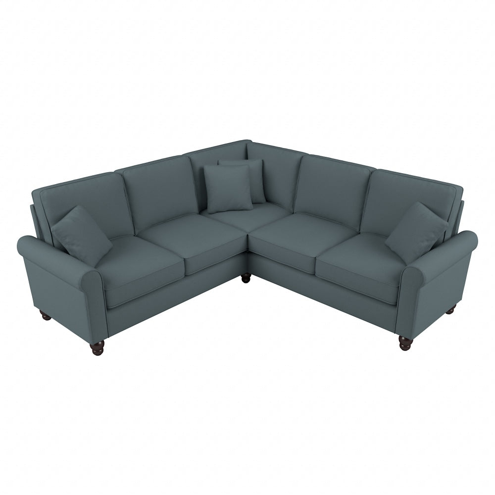 Bush Furniture Hudson 87inW L-Shaped Sectional Couch, Turkish Blue Herringbone, Standard Delivery