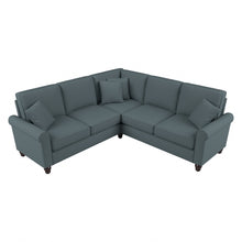 Load image into Gallery viewer, Bush Furniture Hudson 87inW L-Shaped Sectional Couch, Turkish Blue Herringbone, Standard Delivery