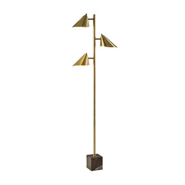Adesso Hawthorne Tree Floor Lamp, 68inH, Brown Marble/Antique Brass