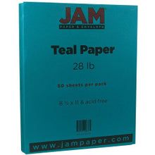 Load image into Gallery viewer, JAM Paper Color Multi-Use Printer &amp; Copy Paper, Teal Blue, Letter (8.5in x 11in), 50 Sheets Per Pack, 28 Lb