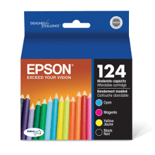 Load image into Gallery viewer, Epson 124 DuraBrite Ultra Black And Cyan, Magenta, Yellow Ink Cartridges, Pack Of 4, T124120