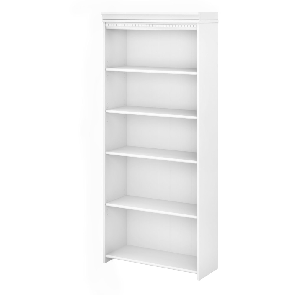 Bush Business Furniture Fairview 69inH 5-Shelf Bookcase, Shiplap Gray/Pure White, Standard Delivery