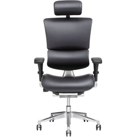 X-Chair X4 Ergonomic Bonded Leather High-Back Task Chair With Headrest, Black