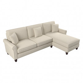 Bush Furniture Hudson 102inW Sectional Couch With Reversible Chaise Lounge, Cream Herringbone, Standard Delivery