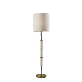 Adesso Vanessa Floor Lamp, 63inH, Off-White Shade/Antique Brass Base