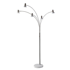 Adesso LED Arc Lamp, Miranda, 76in, White Shade/Brushed Steel