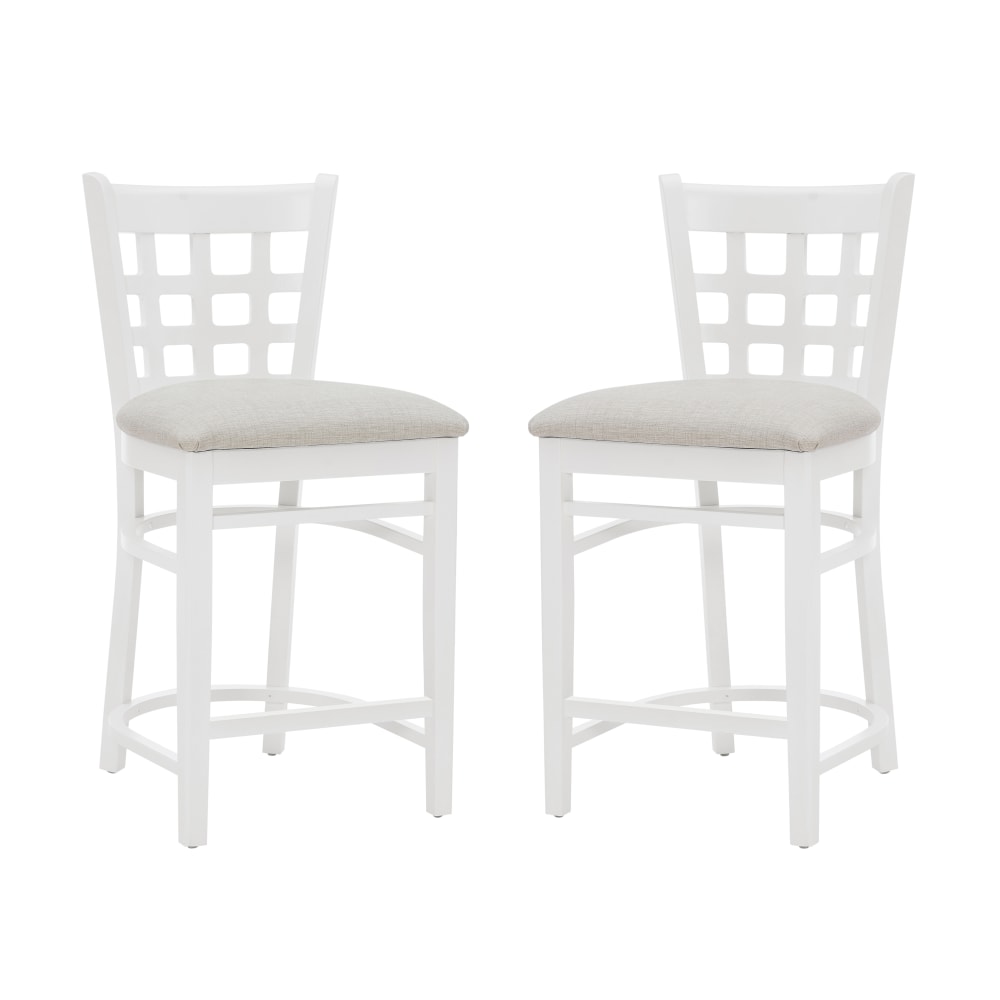Linon Lassen Upholstered Counter Stools, Beige/White, Set Of 2 Stools