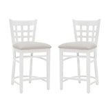 Linon Lassen Upholstered Counter Stools, Beige/White, Set Of 2 Stools