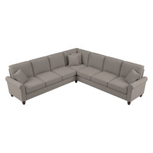 Load image into Gallery viewer, Bush Furniture Hudson 111inW L-Shaped Sectional Couch, Beige Herringbone Fabric, Standard Delivery