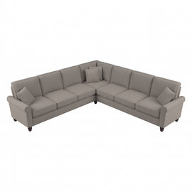 Bush Furniture Hudson 111inW L-Shaped Sectional Couch, Beige Herringbone Fabric, Standard Delivery