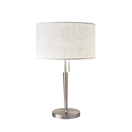 Adesso Hayworth Table Lamp, 22inH, White Shade/Steel Base
