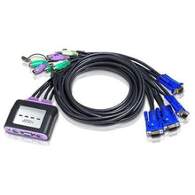 Load image into Gallery viewer, Aten CS64A 4-Port PS/2 KVM Switch - 4 x 1 - 4 x mini-DIN (PS/2) Keyboard, 4 x mini-DIN (PS/2) Mouse, 4 x HD-15 Video