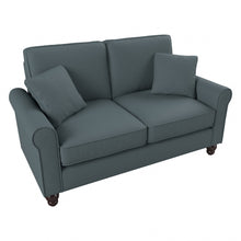 Load image into Gallery viewer, Bush Furniture Hudson 61inW Loveseat, Turkish Blue Herringbone, Standard Delivery