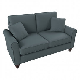 Bush Furniture Hudson 61inW Loveseat, Turkish Blue Herringbone, Standard Delivery