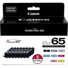 Load image into Gallery viewer, Canon Professional CLI-65 Black, Cyan, Magenta, Yellow, Photo Cyan, Photo Magenta, Gray, Light Gray Ink Cartridges, Pack Of 8