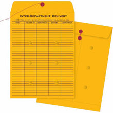 Load image into Gallery viewer, Business Source Ruled Interdepartmental Envelopes - Inter-department - #32 - 10in Width x 15in Length - 32 lb - String/Button - Kraft - 100 / Box - Brown Kraft