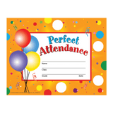 Hayes Publishing Stick-To-It Perfect Attendance Certificates And Reward Seals, 8 1/2in x 11in, Multicolor, Pack Of 30 Certificates And 160 Reward Seals