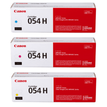 Load image into Gallery viewer, Canon 054H Cyan; Magenta; Yellow High Yield Toner Cartridges Combo, Pack Of 3, 3027C001,3026C001,3025C001