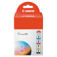 Load image into Gallery viewer, Canon CLI-8 ChromaLife 100 Black And Cyan, Magenta, Yellow Ink Cartridges, Pack Of 4, 0620B010