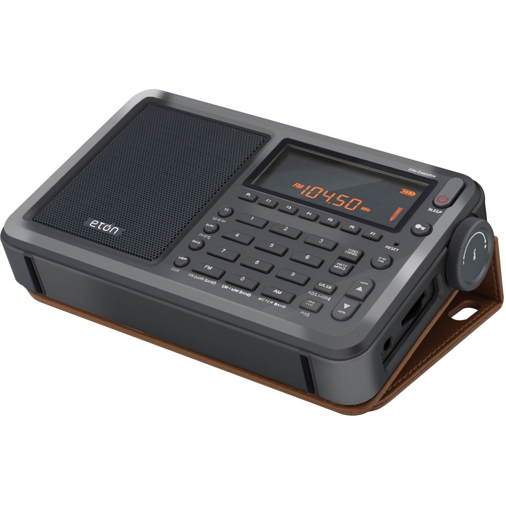 Eton Elite Executive AM/FM/Aircraft Band/SSB/Shortwave Radio with RDS and Custom Leather Carry Cover - LCD Display - Headphone - 4 x AA - Desktop/Portable