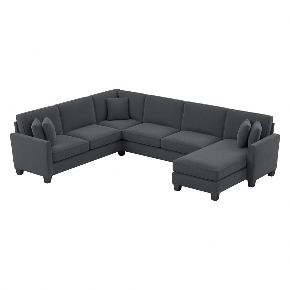Bush Furniture Flare U-Shaped Sectional Couch With Reversible Chaise Lounge, 35-3/4inH x 128inW x 99-1/16inD, Dark Gray Microsuede Fabric, Standard Delivery