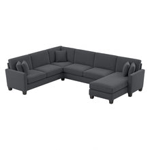 Load image into Gallery viewer, Bush Furniture Flare U-Shaped Sectional Couch With Reversible Chaise Lounge, 35-3/4inH x 128inW x 99-1/16inD, Dark Gray Microsuede Fabric, Standard Delivery