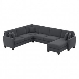 Bush Furniture Flare U-Shaped Sectional Couch With Reversible Chaise Lounge, 35-3/4inH x 128inW x 99-1/16inD, Dark Gray Microsuede Fabric, Standard Delivery