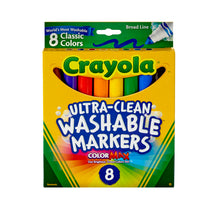 Load image into Gallery viewer, Crayola Ultra-Clean Washable Color Markers, Broad Tip, Assorted Classic Colors, Box Of 8