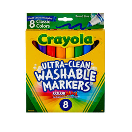 Crayola Ultra-Clean Washable Color Markers, Broad Tip, Assorted Classic Colors, Box Of 8