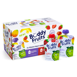 Buddy Fruits Pouch Variety Pack, 3.2 Oz, Pack Of 24 Pouches