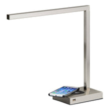 Load image into Gallery viewer, Adesso Aidan Wireless Charging Desk Lamp, 16inH, Brushed Steel