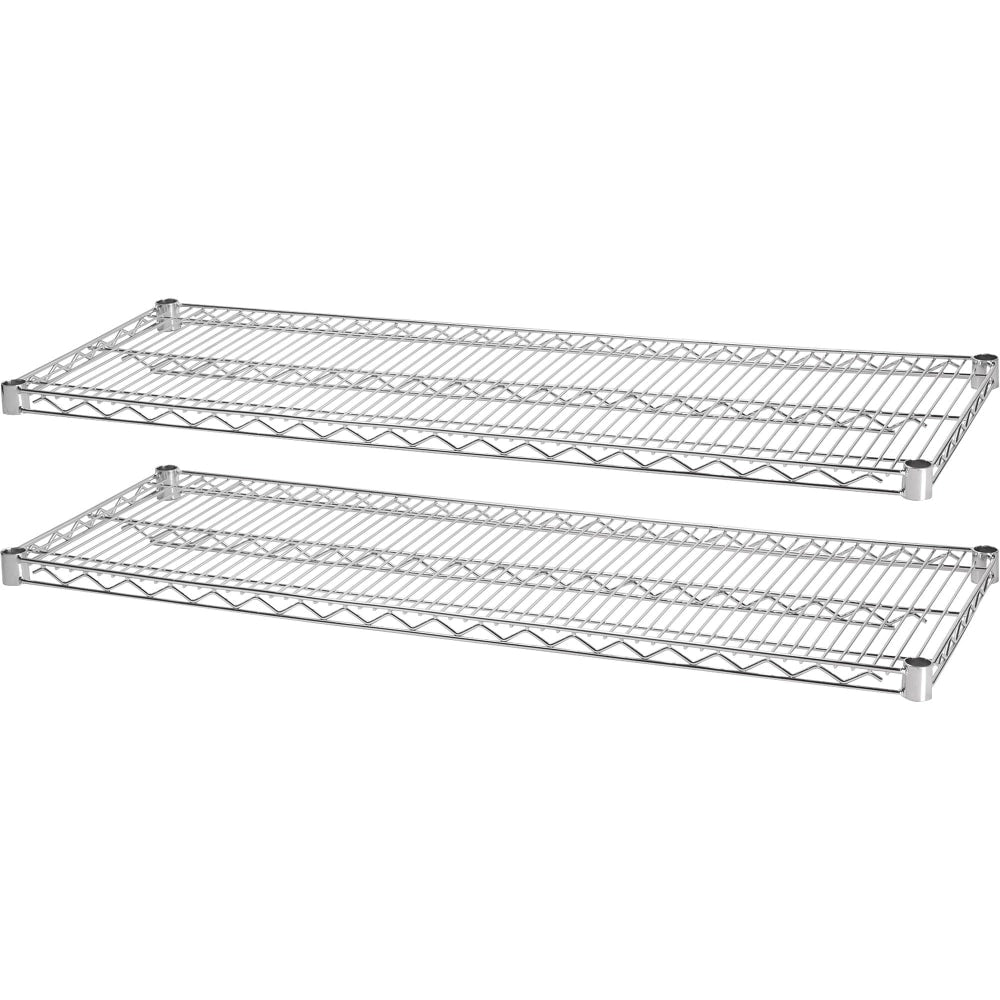 Lorell Industrial Wire Shelving Extra Shelves, 36inW x 24inD, Chrome, Set Of 2