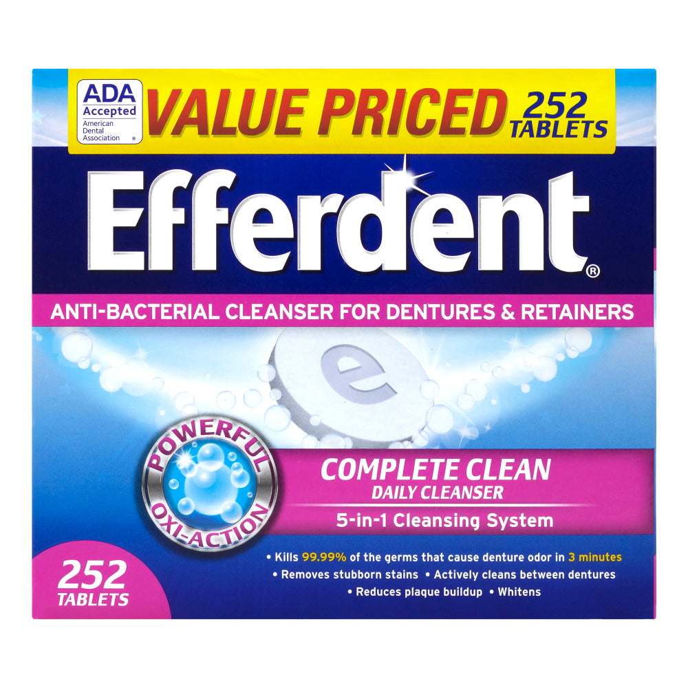 Efferdent Anti-Bacterial Denture Cleanser Tablets, Pack Of 252 Tablets