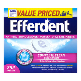 Efferdent Anti-Bacterial Denture Cleanser Tablets, Pack Of 252 Tablets
