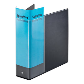 Cardinal SpineVue 3-Ring Binder With Locking Rings, 3in Round Rings, 45% Recycled, Black