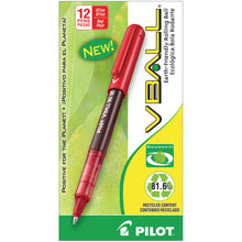 Load image into Gallery viewer, Pilot V-Ball BeGreen 82% Recycled Liquid Ink Rollerball Pens, Extra Fine Point, 0.5 mm, Red Barrel, Red Ink, Pack Of 12